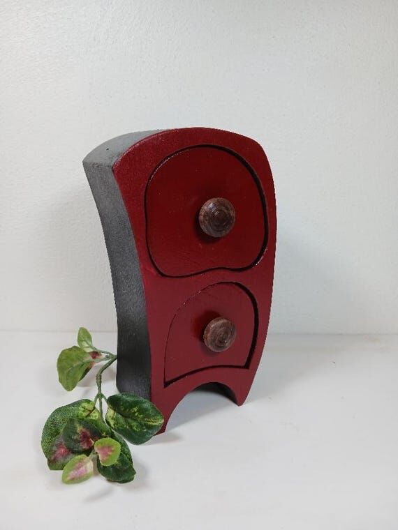 Hand-Painted Wine Jewelry Box, Whimsical Trin...