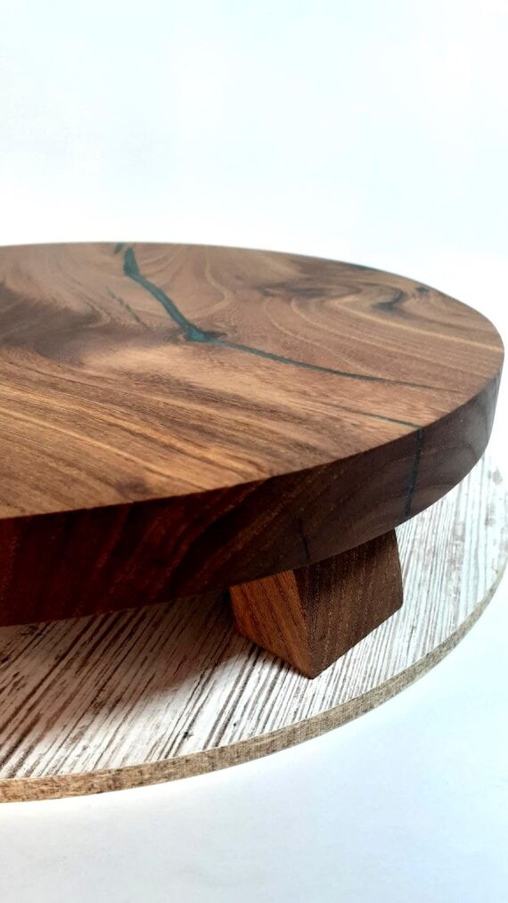 Walnut Riser with Blue Epoxy Inlay – Handma...