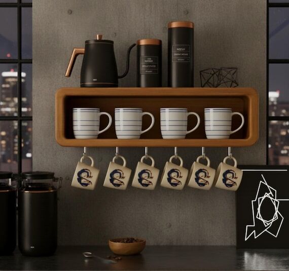Handmade Solid Wood Spice Rack-Cup Hooks-Wood...