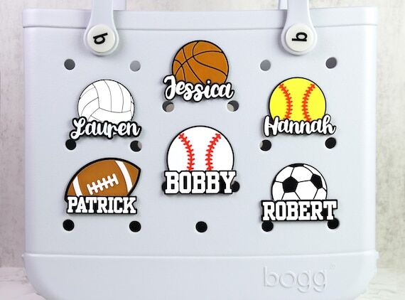 Personalized Sports Theme Name Bogg Charm. Sp...