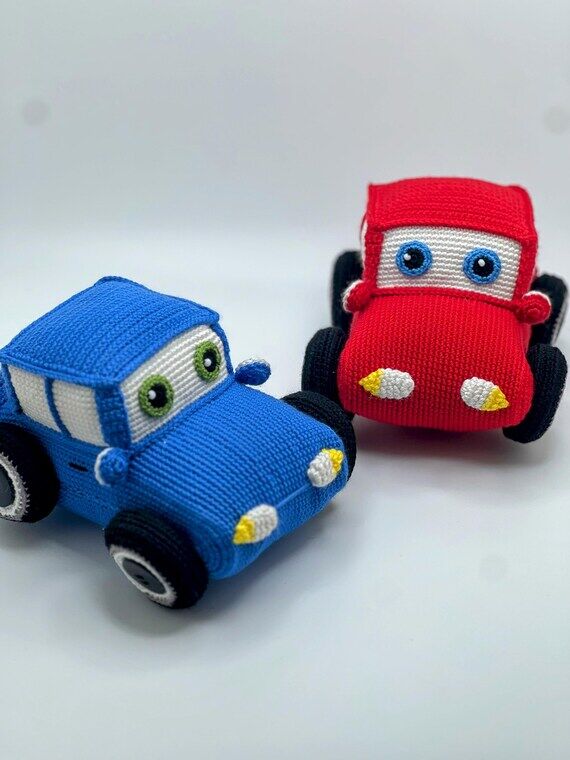 Crochet Amigurumi Car Toy – Handmade Stuffe...