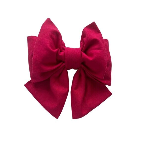 Pink Cotton Hair Bow Clip: Elegant Beaded Hai...