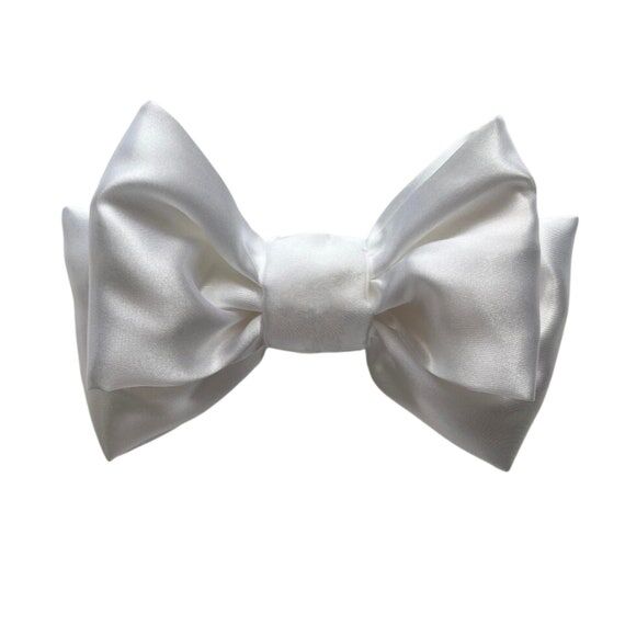 One piece Satin White Bow - Style Hair Access...