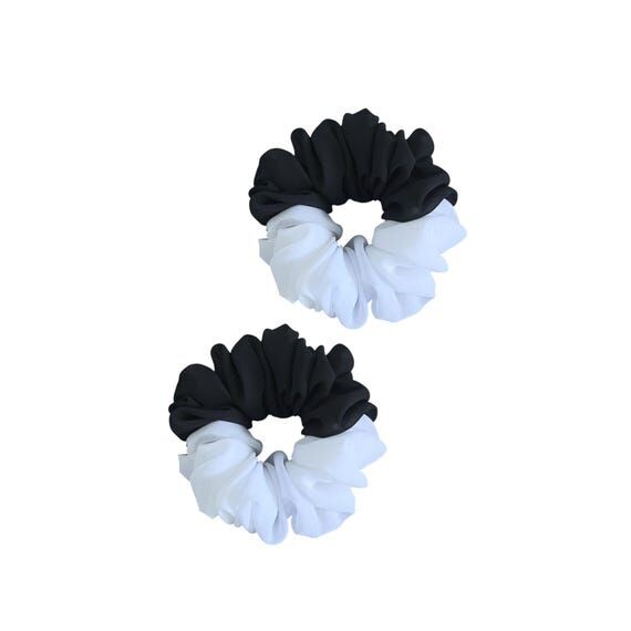 Set of Two Black and White Chiffon Scrunchies...