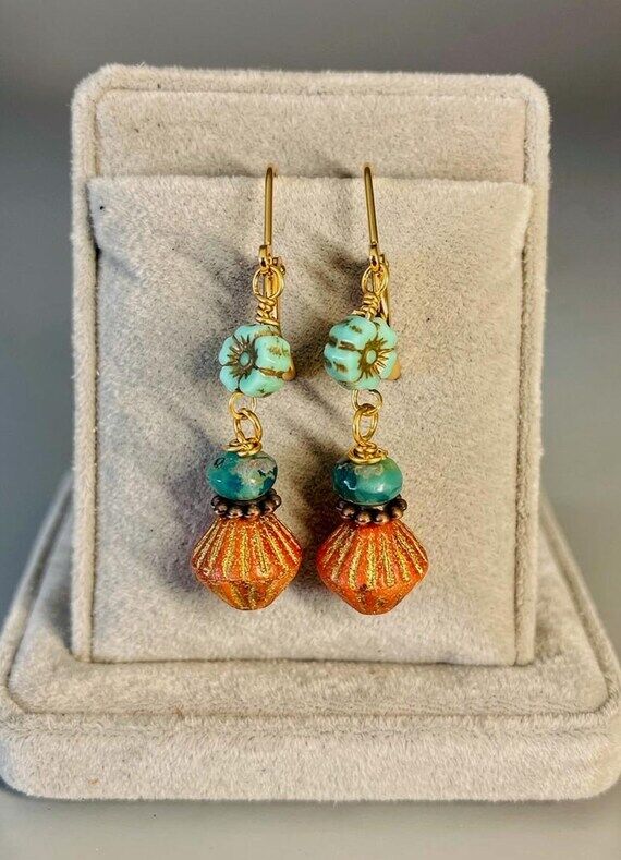 Boho dangle earrings with vibrant colors and ...