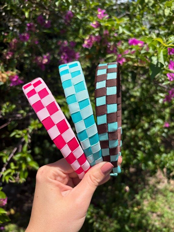 Checkered Ribbon Headbands // Women's Hair Ac...