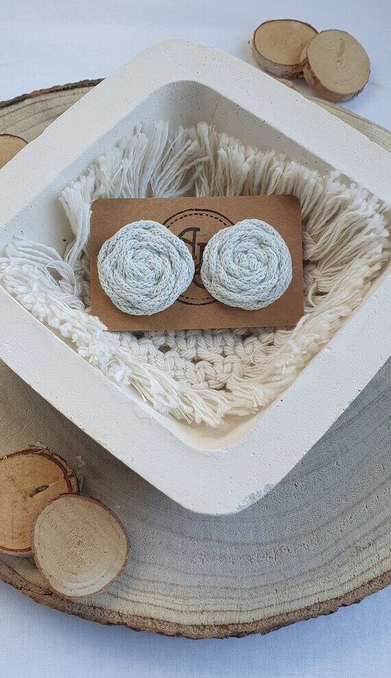 ROSE handmade studs, knotted earrings, recycl...