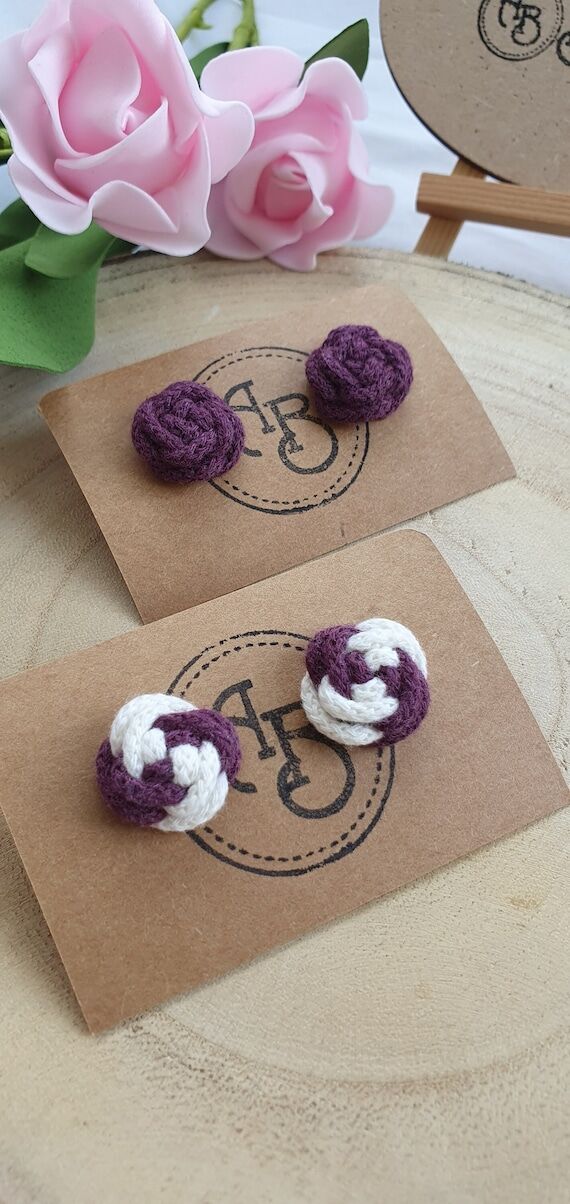 ROSE BUDS handmade studs, knotted earrings, r...