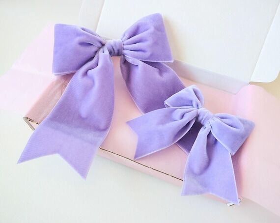 Lilac Velvet Hair Bow Gift Set, Mother Daught...