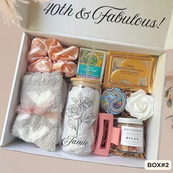 40th Birthday Gift Box for Her, Personalized ...
