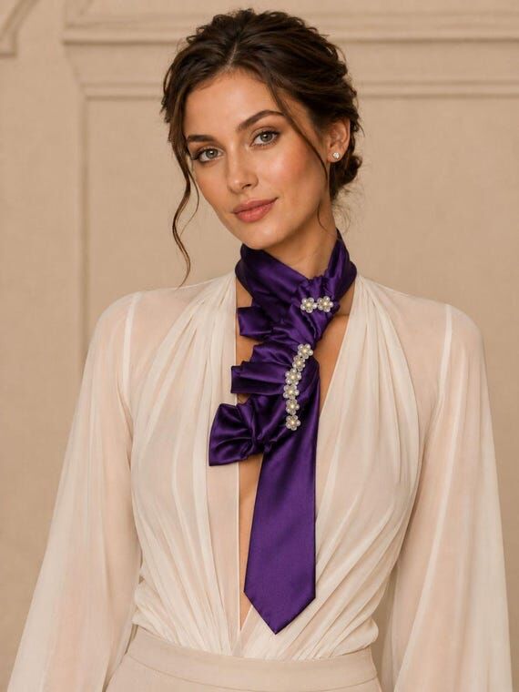 Statement Silk Necktie Necklace for Women-Art...