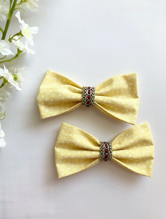 Cottagecore Hair Bow – Handmade Embroidered...