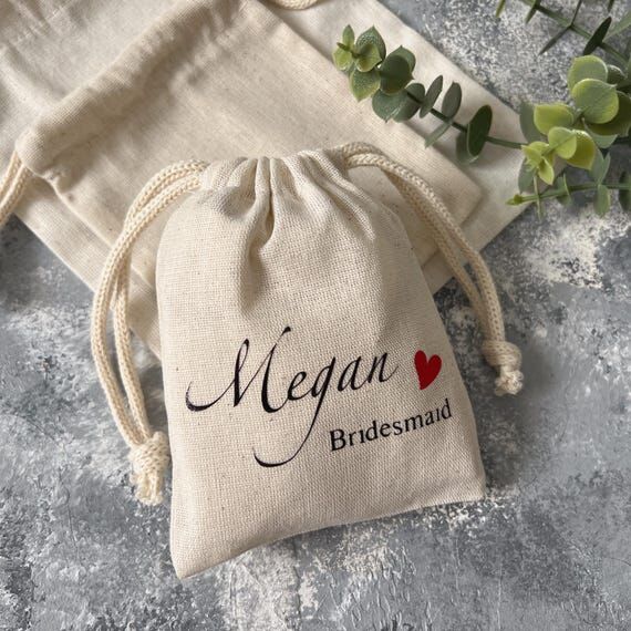 Personalized Cotton Drawstring Pouch, Wedding...