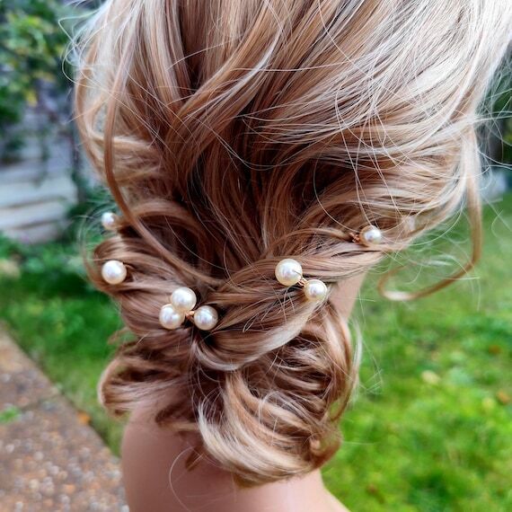 Gold -Silver Pearl Wedding Hair Pins Set of 5...