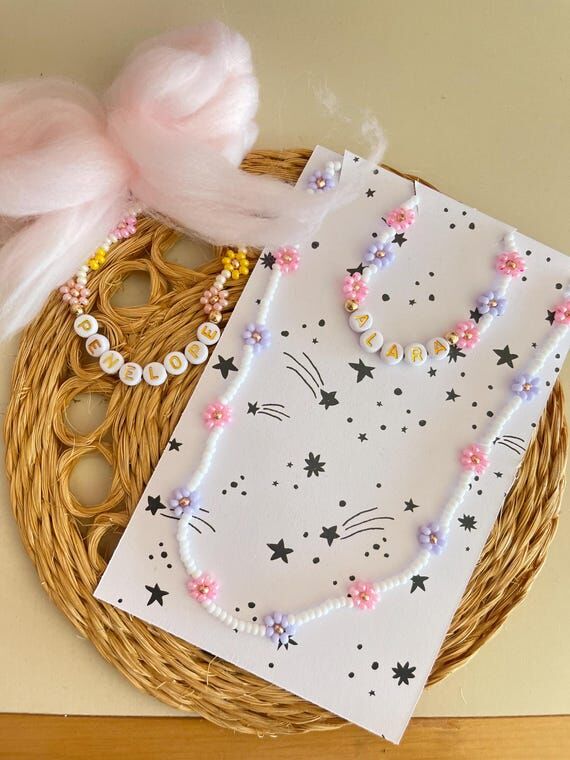 Daisy Bracelet Necklace Set: Personalized Bab...