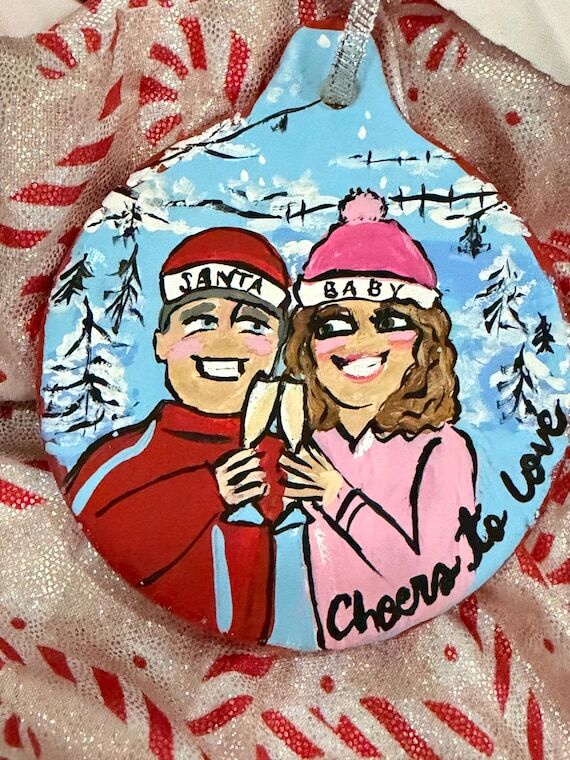 Custom Couple Portrait Ornament: Hand-Painted...