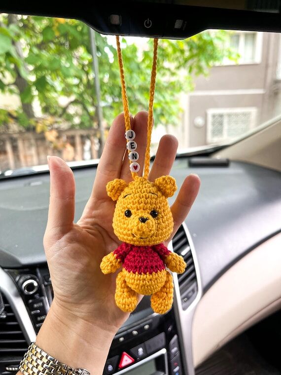 Yellow Bear Car Charm - Rear View Mirror Orna...