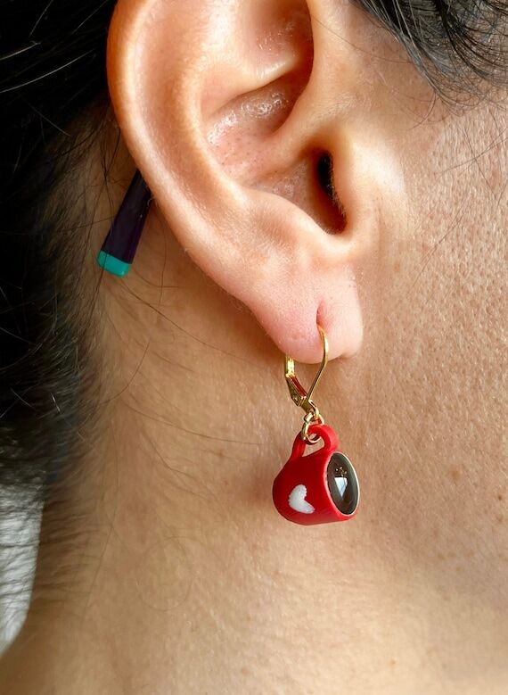 Coffee Earrings, Fun Cute Polymer Clay Food E...