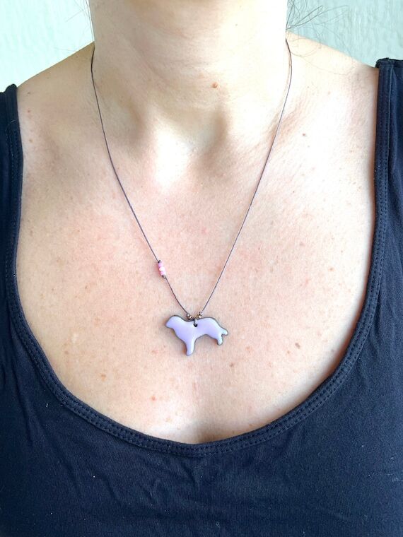 Ceramic Dog Necklace: Boho Pendant, Personali...