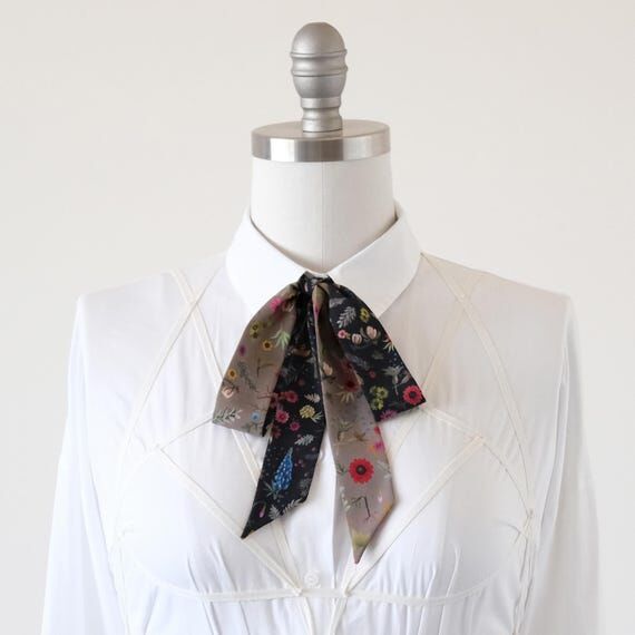 Ditsy Botanical Skinny Scarf: Colorful Retro ...