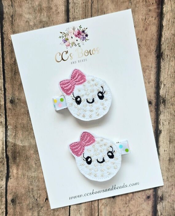 Golf Felt Hair Clips - Set of Two - Hair Bows...