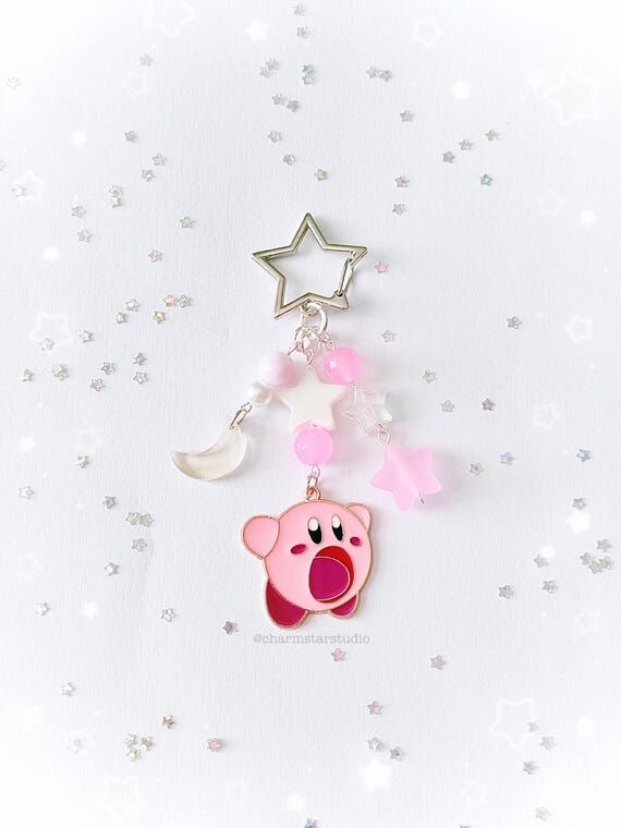Kirby Keychain | Cute Star Keychain | Pink Be...