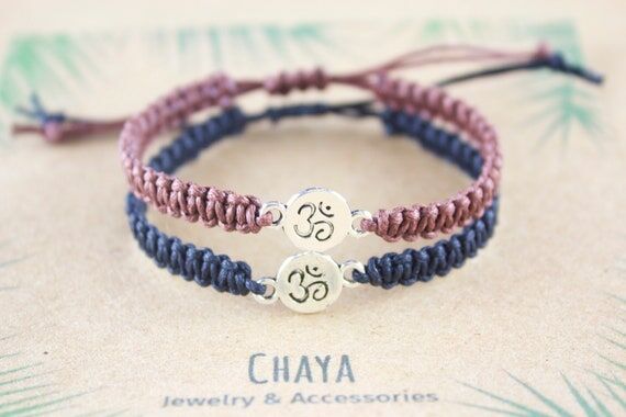 Macrame Om Charm Bracelet, Adjustable Yoga & ...