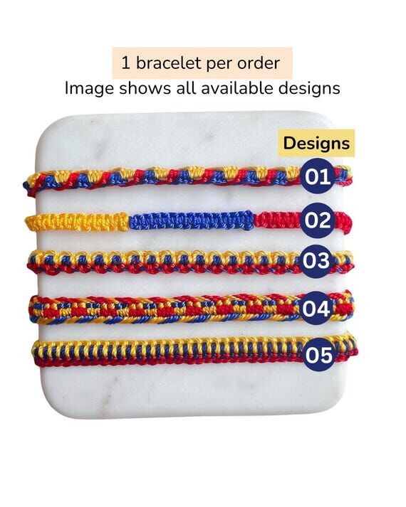 Handmade Macrame Colombian Flag Bracelet, Yel...