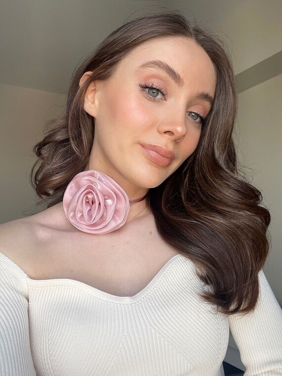 Vintage Style Flower Choker, Elegant Purple R...