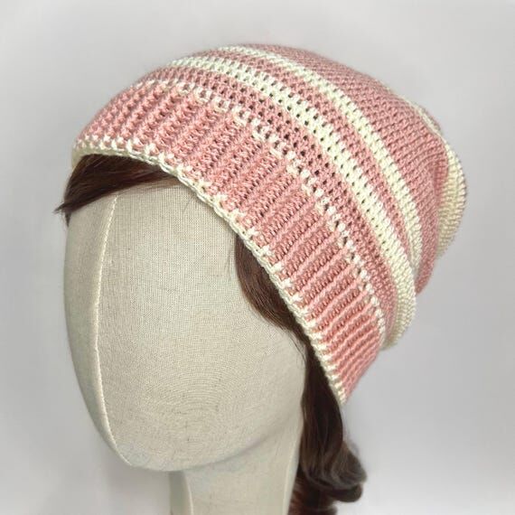 Slouchy Multicolor Beanie, Handmade Crocheted...