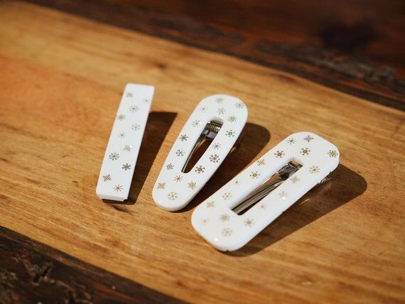 Snowflake Resin Hair Clip | White Barrette wi...