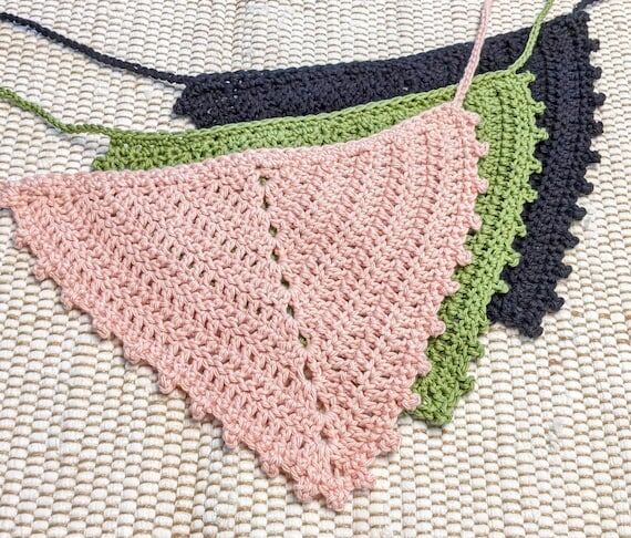 Crochet Hair Bandana, Soft Cotton Headband, H...