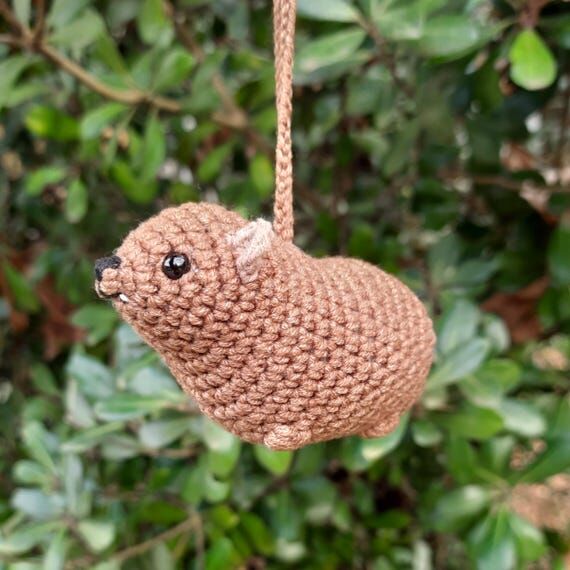 Crochet Rock Hyrax Car Charm: Handmade "...
