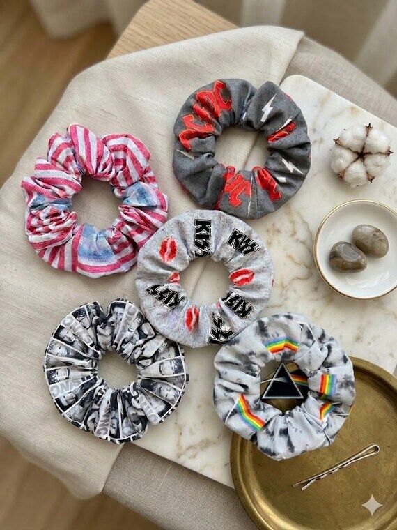 Rock Band Cotton Scrunchies | Pink Floyd, AC/...