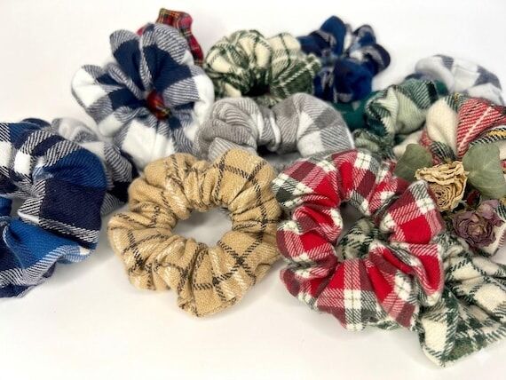 Soft Flannel Plaid Scrunchies | Handmade Fall...