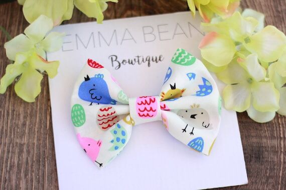 Easter Chick Hair Bow: Colorful Spring Bow, H...