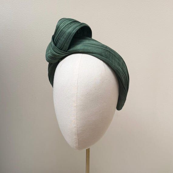 Forest olive Green fascinator headband silk ...