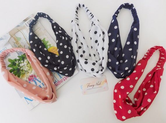 Polka Dot Twist Headband: Crepe Chiffon Turba...