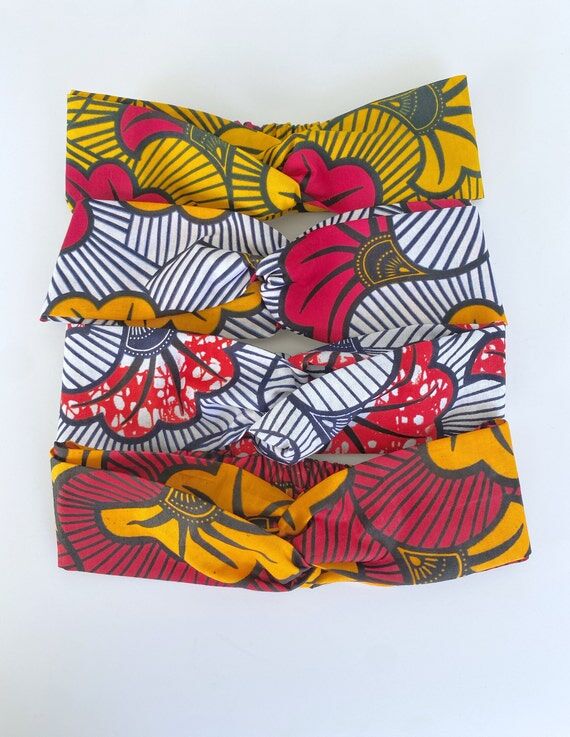 African Print Twist Headband: Ankara Wax Cott...