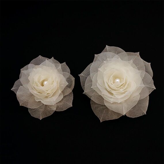 White Silk Rose Bridal Headpiece, Freshwater ...