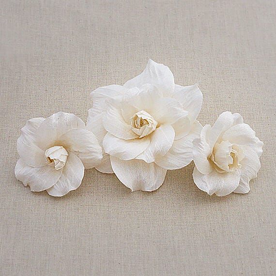 Silk Gardenia Wedding Hair Flowers, Handmade ...