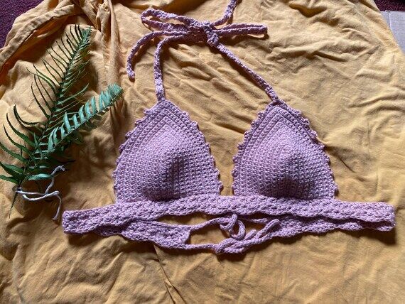Handmade crocheted bralette crop top with sca...