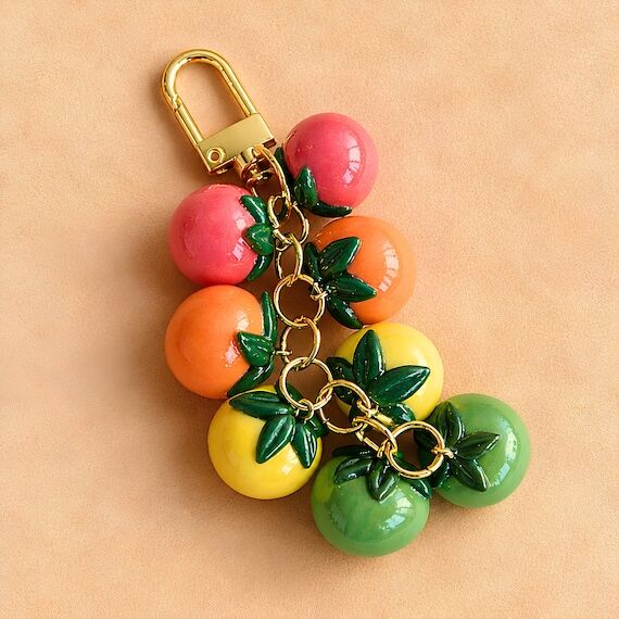 Tomato Keychain Bag Charm Garden Lover Gift H...