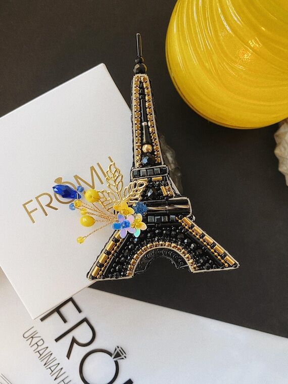 Eiffel Tower Brooch Paris Travel Pin Beaded ...