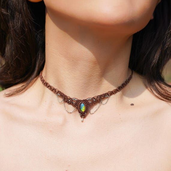 Handmade Labradorite Macrame Necklace – Boh...