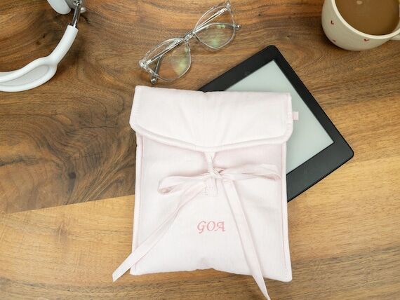Pink Cotton Kindle Sleeve: Bow Kindle Pouch...