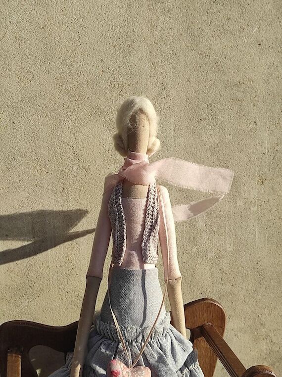 Handmade Tilda-Style Fairy Doll – Knitted V...