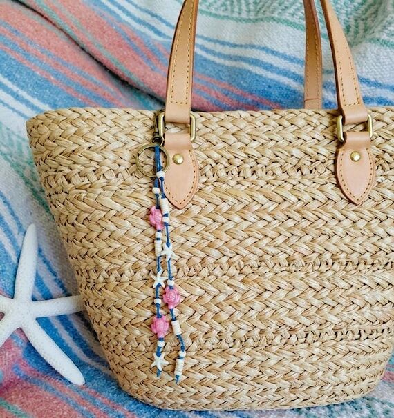 Beaded Beachy Purse Charm, SeaTurtle Tassel, ...