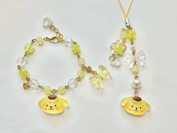 Sanrio Pompompurin Phone Charm & Bracelet - P...