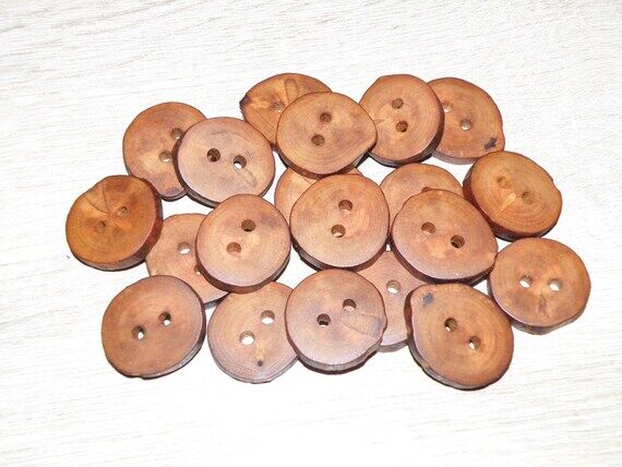 21 Handmade apple wood Tree Branch Buttons , ...